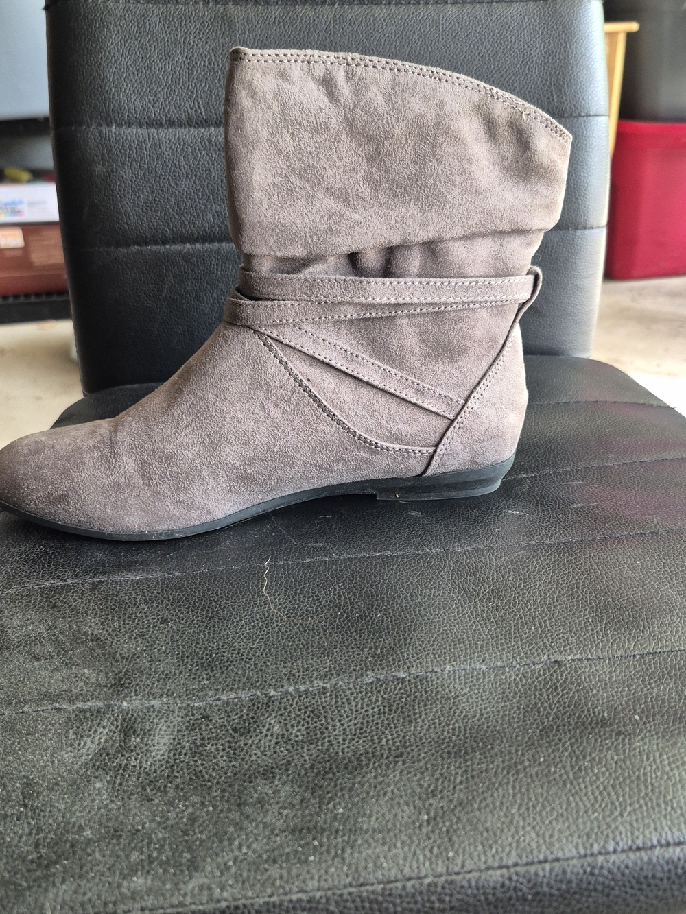 croft & barrow Taupe Suede Fold-Over Ankle Boots